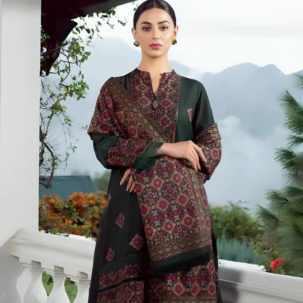 KARANDI 3PC EMBROIDERED DRESS EMBROIDERED SHAWL A 1016