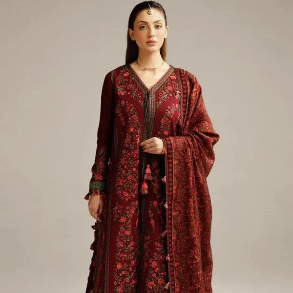 MAREENA 3PC EMBROIDERED DRESS EMBROIDERED SHAWLA 1020