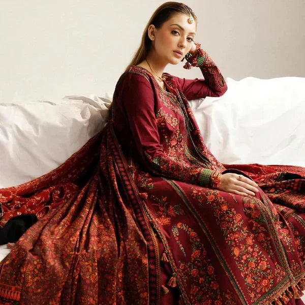 MAREENA 3PC EMBROIDERED DRESS EMBROIDERED SHAWLA 1020